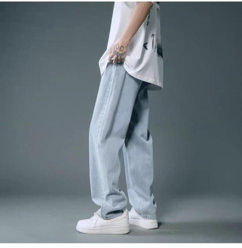 Product Introduction of Trendy Loose Fit Dad Jeans for Men - Korean Style Straight Wide Leg Baggy Pants with Dropped Crotch & Floor Length (Summer 2024 Casual Streetwear) 4
