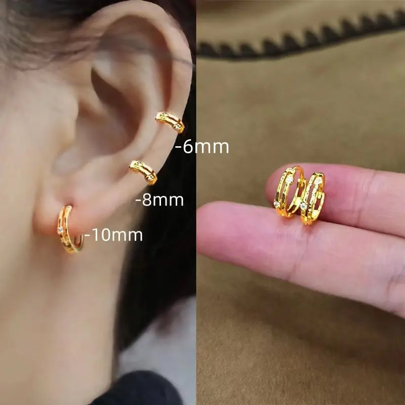 1Pair Small Hoop Earrings 925 Ring Earrings Ear Bone Nail Ear Piercing Women Men Gold Silver Round Circle Pendientes Anti-allergy  6/8/10mm