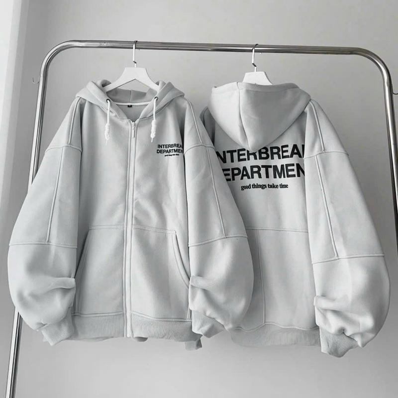 Áo Khoác Hoodie Nam Nữ INTERBEAK In Nổi Vải Nỉ Ngoại Cao Cấp Chống Nắng Giữ Ấm Tốt - Menswear Jacket Tay Dài