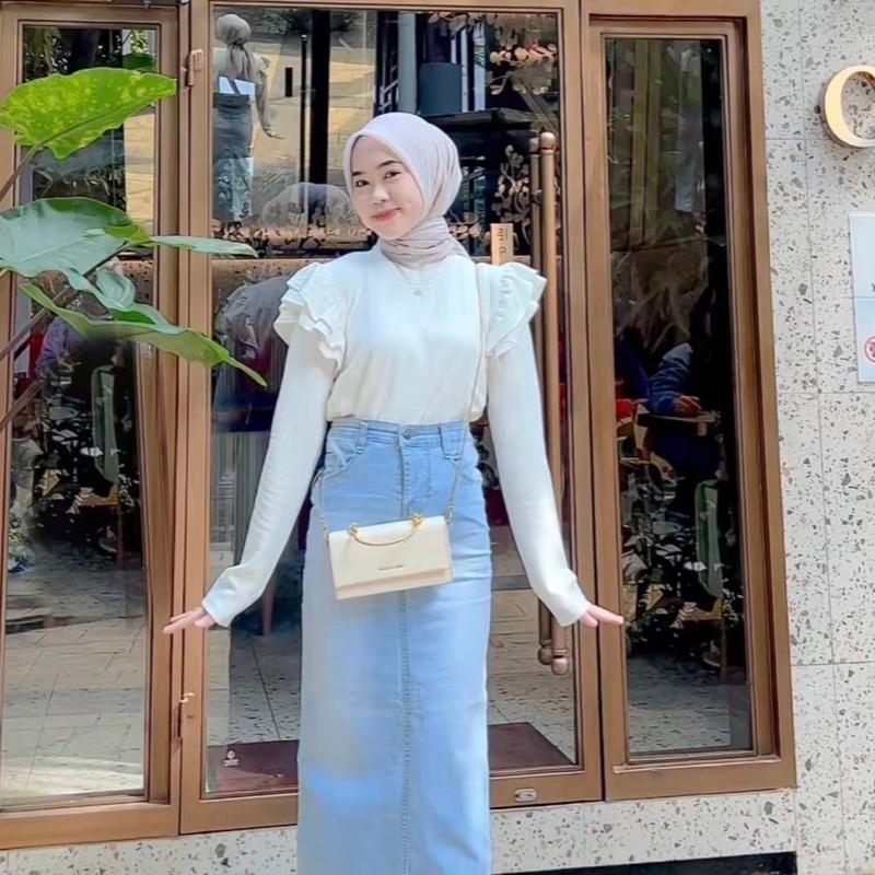 Dexalove Collection - Fira Ruffle Atasan Wanita Tangan Panjang Muslim Simple 3
