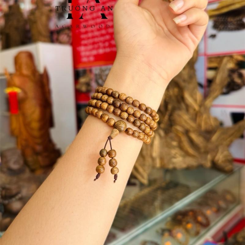￼Vòng Tay Trầm Hương Chuỗi Tràng Hạt 108 Hạt quấn tay, niệm phật Trường An Trầm Hương Phụ Kiện vòng tram 4