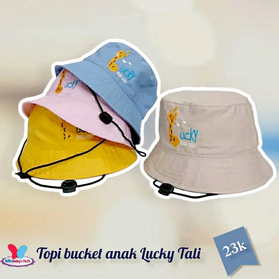 Topi Bucket Anak Pakai Tali Motif Lucky Topi Anak Unisex Bucket Jerapah Tali