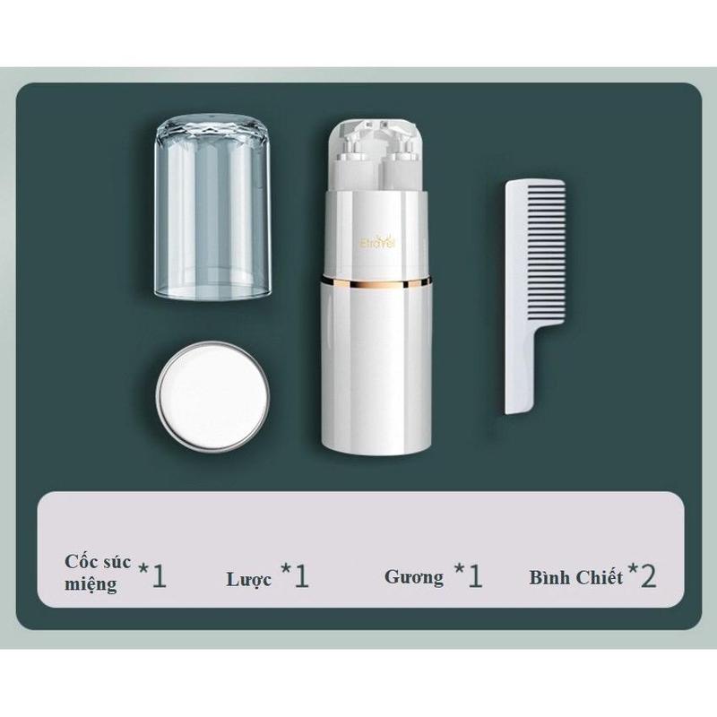 Cốc Đựng Đồ Vệ Sinh Cá Nhân 5 Trong 1 Gồm Cốc, Lọ Chiết Gội Xả, Lược. Gương Thuận Tiện Đem Đi Du Lịch 2