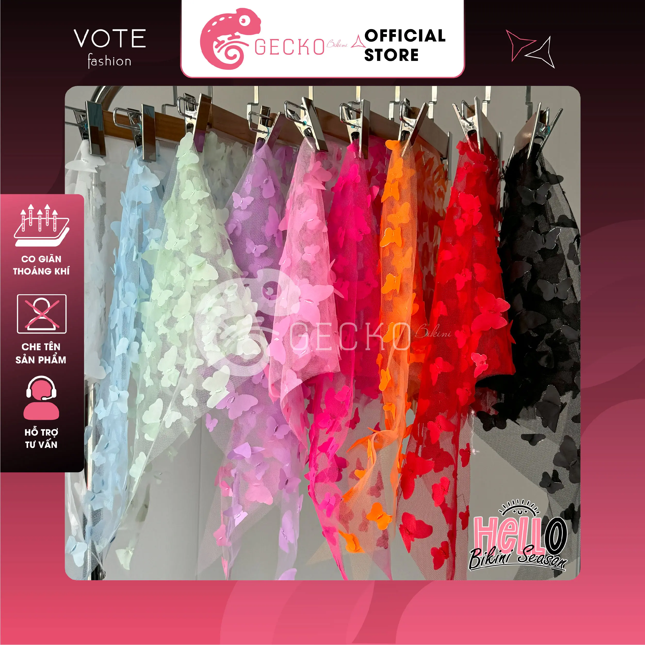 Khăn Quấn GECKO Voan Lưới Hoạ Tiết In 3D Mặc Kèm Bikini 3PK01 (Ảnh Thật, Khăn Choàng, Quàng Cổ, Hoa Văn, Nữ, Choàng Cổ, Women, Nhiều Màu) Hoa Tai