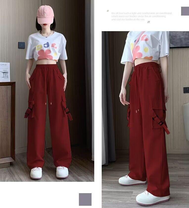 Product Introduction of Seluar Kerja Kasual, Gaya Retro, Untuk Wanita, Pinggang Tinggi, Kaki Lebar, Slim Fit, Serba guna, Potongan Lurus, Fesyen, Gaya Gadis Panas, Dopamine, Sesuai untuk Musim Bunga dan Musim Luruh, Seluar Pants 12