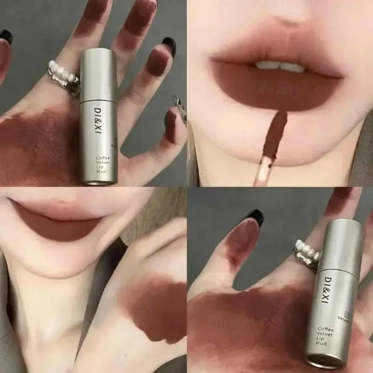 Dark Brown Matte Velvet Lip Gloss Waterproof Liquid Lipstick Nude Brown Lips Tint Mud Makeup Latte Coffee Lip Glaze Cosmetics Glossy Lip Care