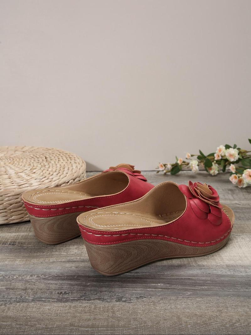 Product Introduction of Women's Fashionable Flower Decorated Platform Sandals, Casual Comfortable Wedge Sandals for Summer, Lightweight Fashionable Shoes for Daily Wear 6