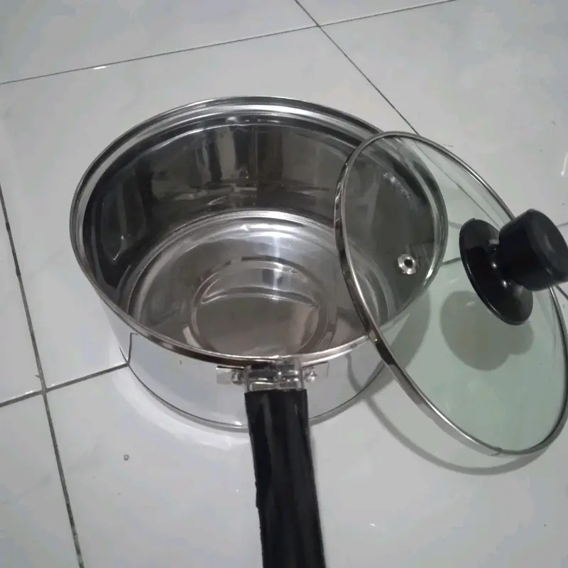 Panci Susu Stainless dengan Tutup Kaca Ukuran 16 cm - Kitchenware Stainless - Steel, Dapur, Peralatan 0