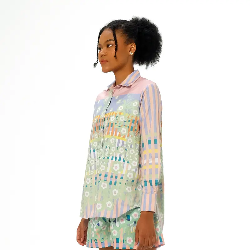 RTW Studio Kemeja Lengan Panjang Wanita Print Picnic Playdate Peach 2
