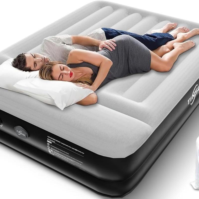 TikTok Shop Queen Size Air Bed Comfy Fast Inflate Bed 16 Queen Air Mattress 80 L x 60 W x 16 Portable Easy Setup for Home Camping Guests