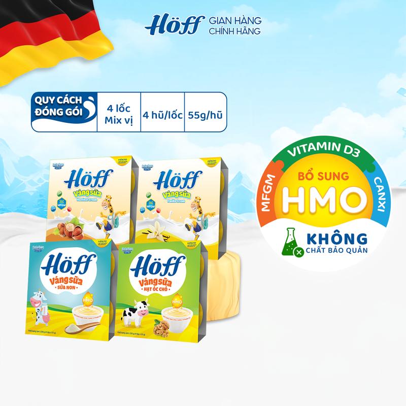 Combo Váng sữa MIX 4 VỊ Hoff cho bé bổ sung chất béo, canxi, Vitamin, HMO, MFGM hỗ trợ tăng sức đề kháng và trí tuệ (4 LỐC - 16 HỘP)