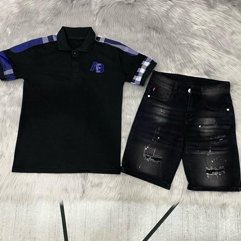 Bộ Quần Short Và Áo Thun Nam Có Thêu Logo - Thương Hiệu XYZ