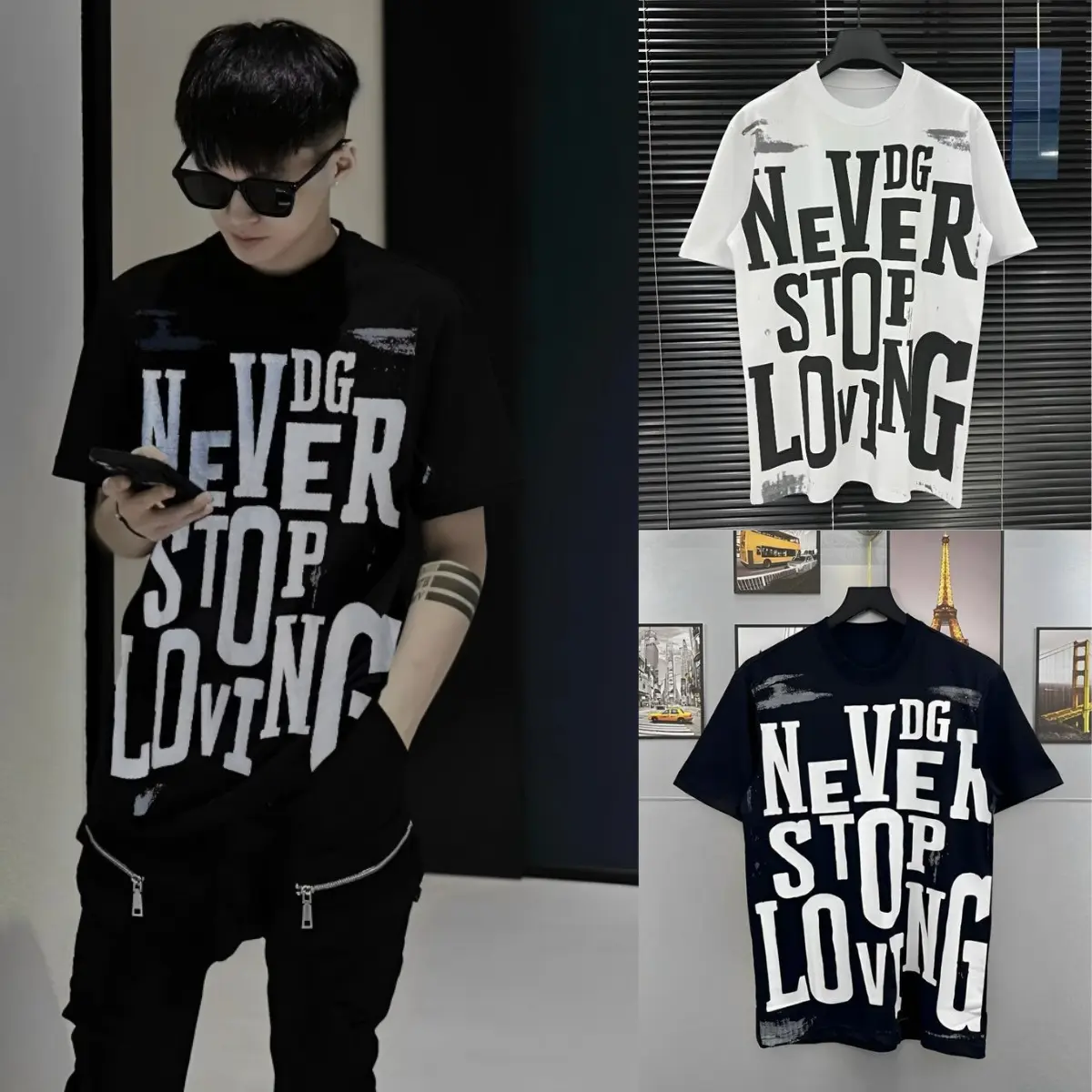 Áo Thun Chữ N.E.V.E.R S.T.O.P Nam Nữ Boy Phố Girl Phố Cực Chất Menswear Cổ Tròn Unisex