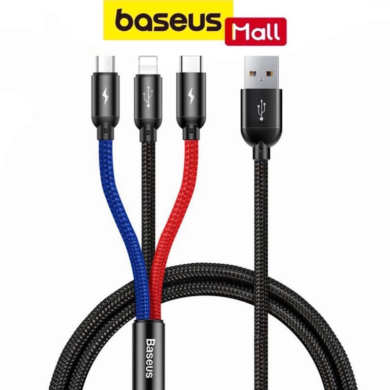 Dây sạc 3 đầu chính hãng Baseus cáp sạc đa năng 3 trong 1 type c micro lP tiêu chuẩn sạc đồng thời nhiều thiết bị
