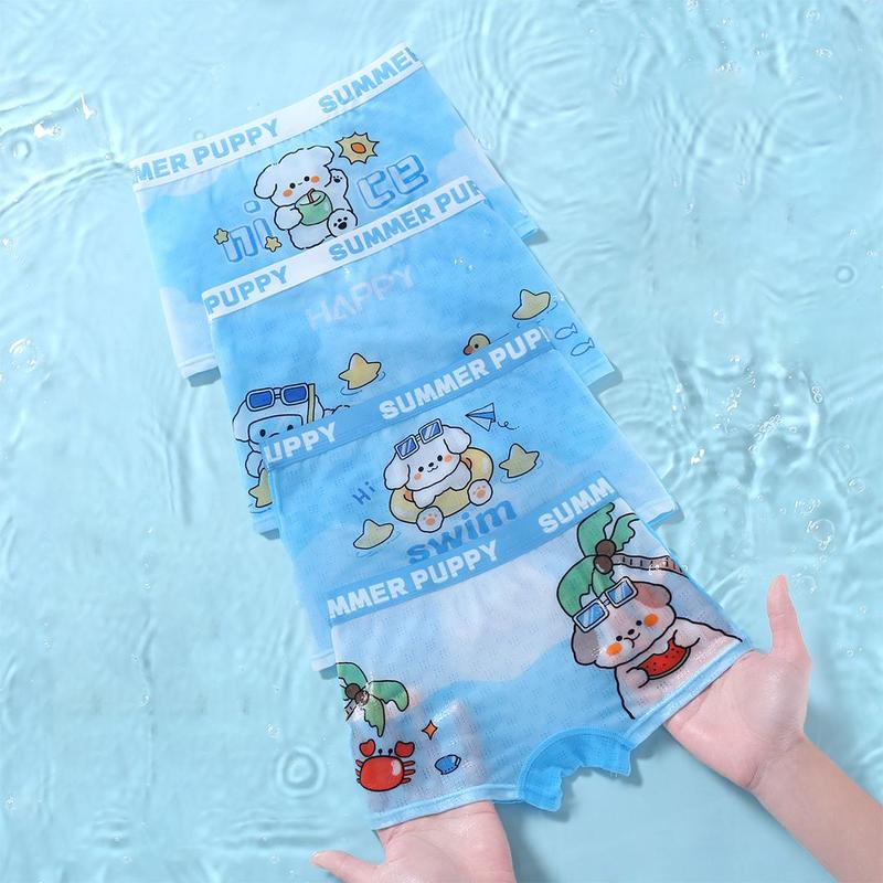 Quần Lót Lụa Dễ Thương, Dành Cho Bé Trai, 4 Cái Mỗi 1 Lô, Quần Đùi Hoạt Hình, Thích Hợp Cho Bé Trai Và Trẻ Em, Đồ Lót Mỏng Mùa Hè, Đồ Lót In Hình Khủng Long 8