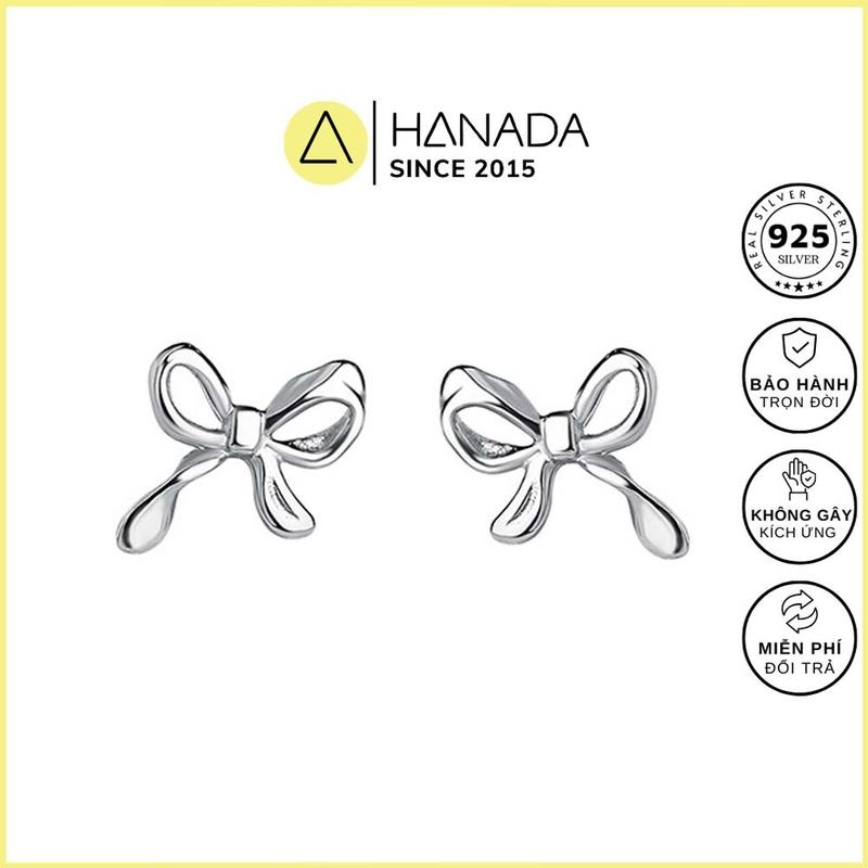 [BH TRỌN ĐỜI] Bông Tai BẠC 925 HANADA Nơ Trơn Xoắn Sóng  Đơn Giản 1802 A8 0