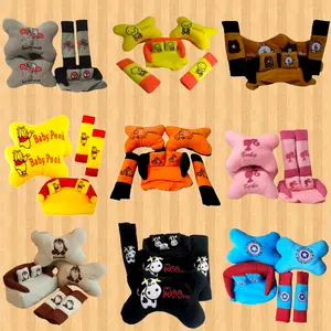 Bantal Leher Mobil Penyengga Leher Kartun 3in1 Headrest Car Set Karakter