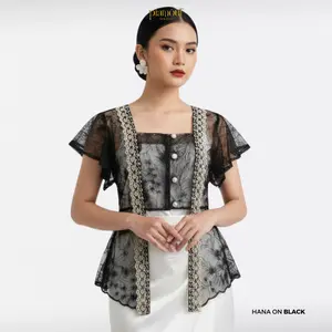 [Paket 5in1] HANA TOP Kebaya Kutubaru Modern Brukat Lace Tile Premium Kekinian Elegan Baju Kondangan Wanita One Set Rok Lilit