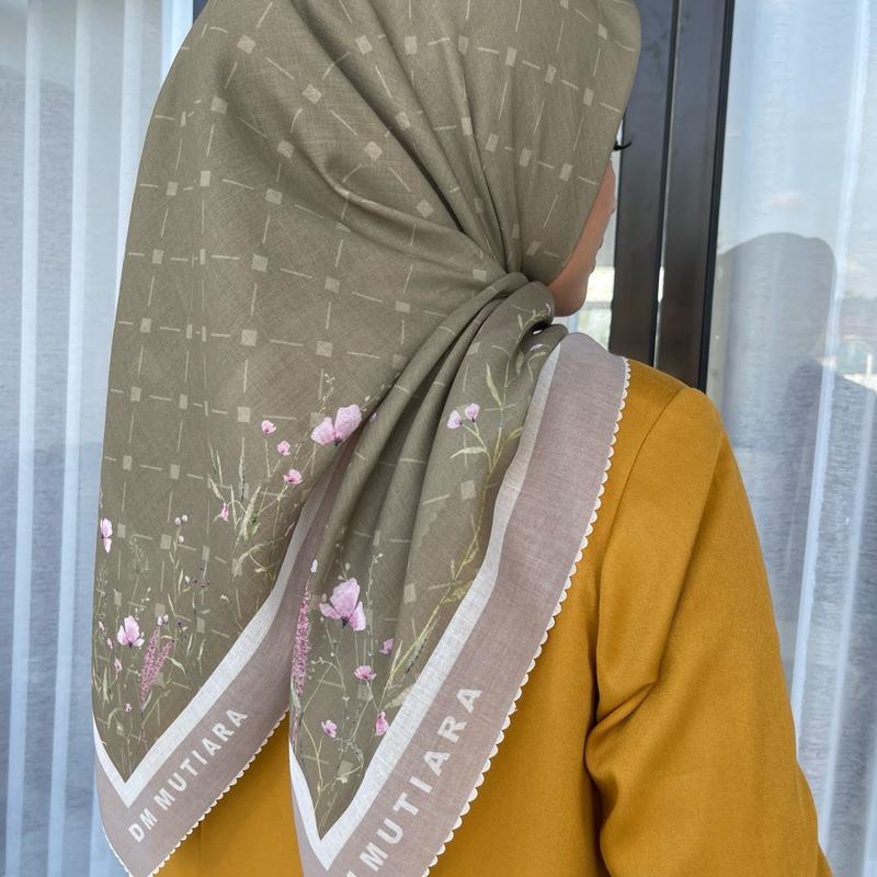 HIJAB jilbab kerudung wanita SEGI EMPAT MOTIF DM MUTIARA VOAL PREMIUM Lembut Muslim Square 7