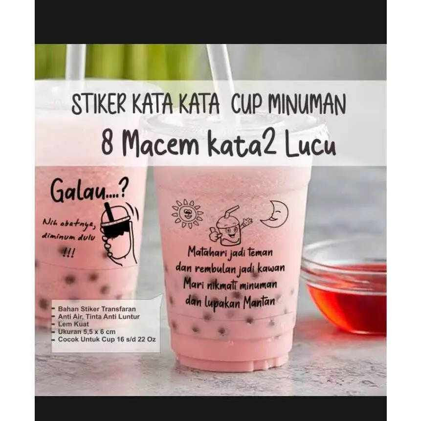 stickers minuman drink transparan kata kata bijak 100pcs