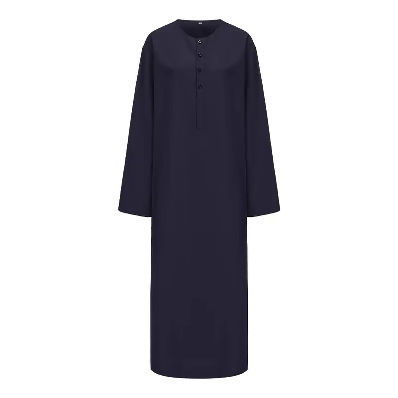 2025 New Middle Eastern Men's Robe Casual Comfortable Muslim Robe with Side Pockets 1