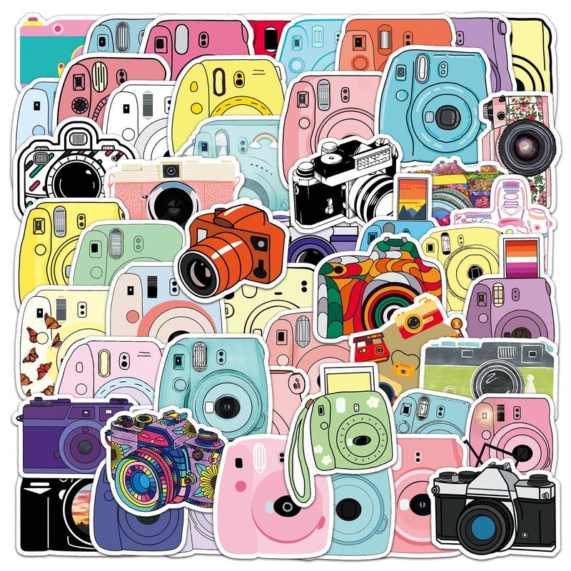 Product Introduction of Camera Pattern Sticker, 100pcs/set Waterproof Self Adhesive Decor Paper, Decor Sticker for Gift Greeting Card Water Bottle Laptop Phone, Ornaments 2
