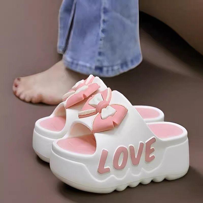 Dép Đế Bánh Mì, Giày Nữ Mùa Hè, Cao Gót, Nội Thất Gia Đình, Thời Trang, Thắt Nơ, Dép Đi Trong Nhà Tắm, Tăng Chiều Cao, Không Trơn Trượt, Có Thể Đeo Ngoài Trời, Tỷ Lệ Mua Lại 53%, Năm 2025 2