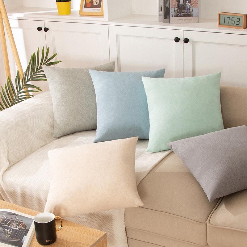 Vỏ áo gối Sofa gối vuông tựa lưng trơn màu sắc nhã nhặn kích thước 50x50cm