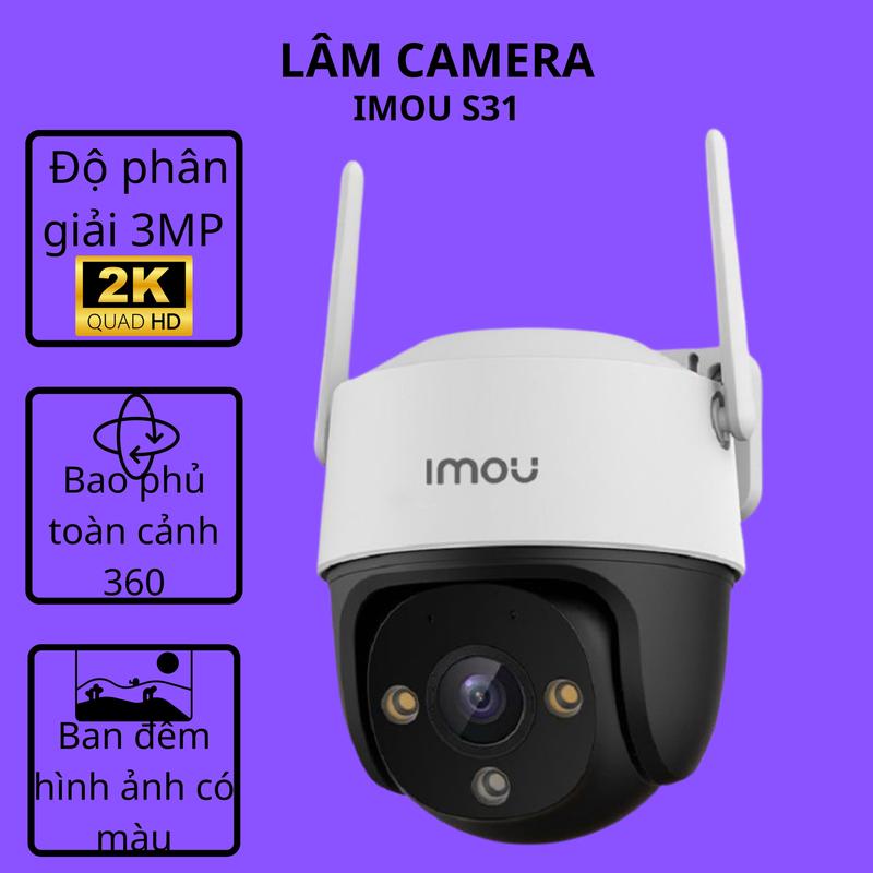  Camera wifi lắp đặt ngoài trời S31FEP độ phân giải 2k-3m có loa đàm thoại 2 chiều chống nước   tích hợp báo động có màu ban đêm độ phân giải full HD LÂM CAMERA    Mua 1 camera tặng 1 hộp kỹ thuật   