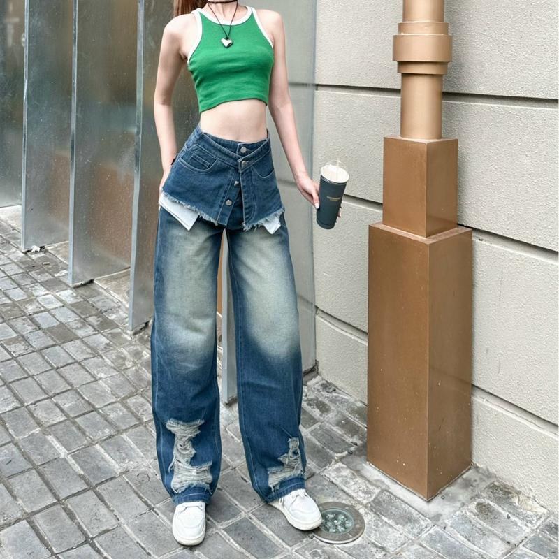 Quần Jean rách gấu lòi túi cá tính màu xanh size S,M,L