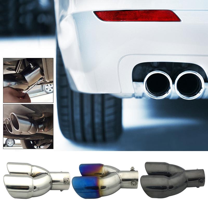 Product Introduction of Universal Car Exhaust Pipe Stainless Steel Dual Rear Noise Canceller Muffler Tail Pipe Double Outlet Tailpipe 33