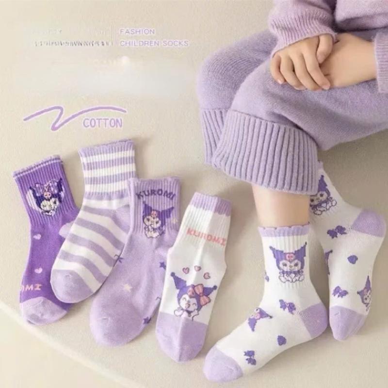 Set 5 Đôi Tất Vớ Cotton Kuromi Cho Bé Gái Dễ thương