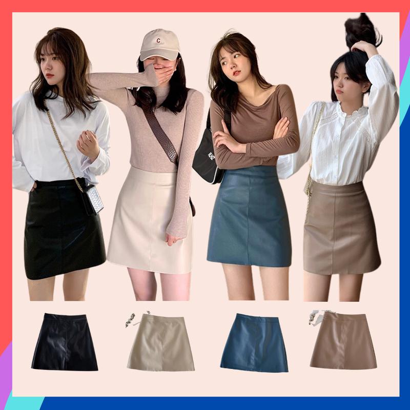  Chân váy bigisze nữ cá tính có quần trong CV20 Chân váy chữ A cạp cao chất da bóng cao cấp dáng basic dễ mặc đi chơi dạo phố Thông thường casual 