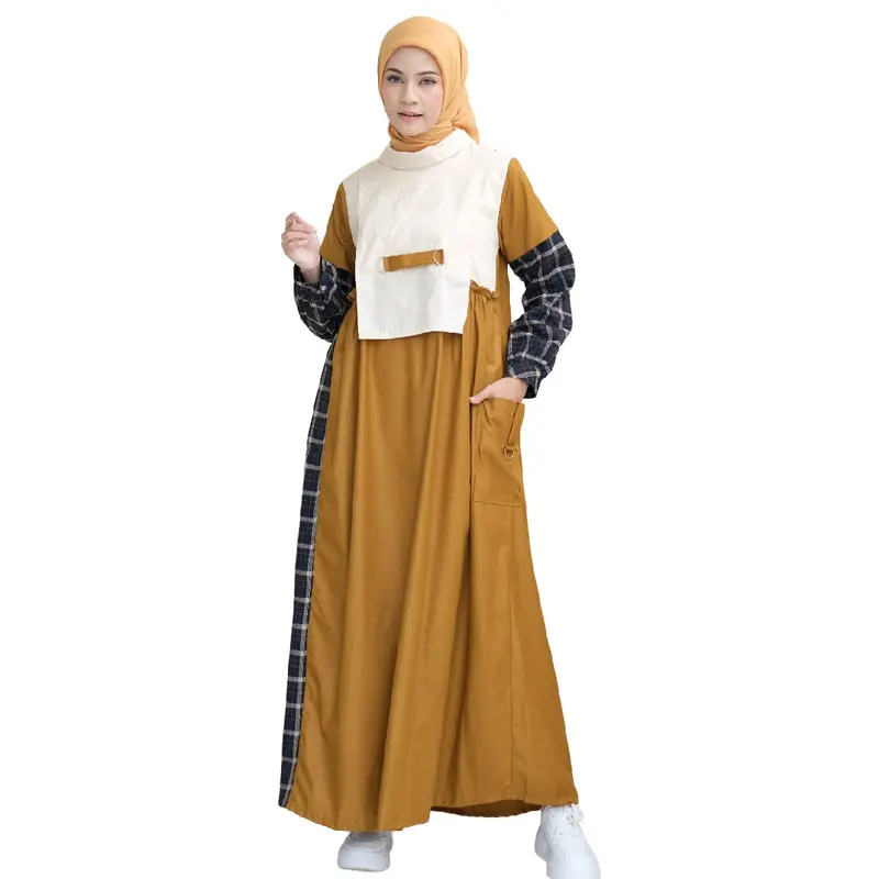 Lunangoofficial - Gamis Terbaru Katun Flanel Wanita Muslimah Dewasa Remaja Kekinian LG 856 Abu Cream Formal Panjang Muda Mustard Variasi Rempel Dress Syari 3