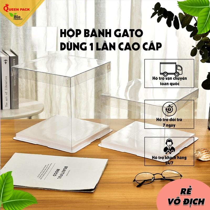 Hộp MICA Hình Vuông Đựng Bánh Kem Có Đế Bằng Giấy, Dùng Để Đựng Bánh Gato, Sinh Nhật.