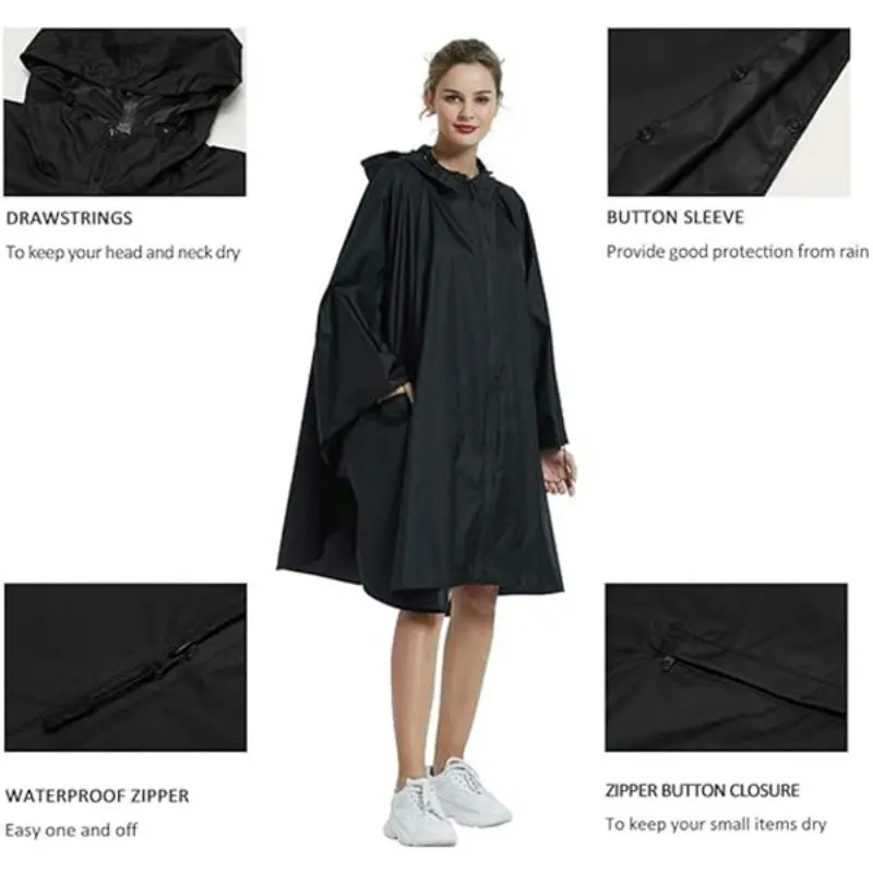 Waterproof Windproof Raincoat, Lightweight Quick-Dry Raincoat with Storage Bag, Portable Raincoat for Adult Outdoor Sports 5