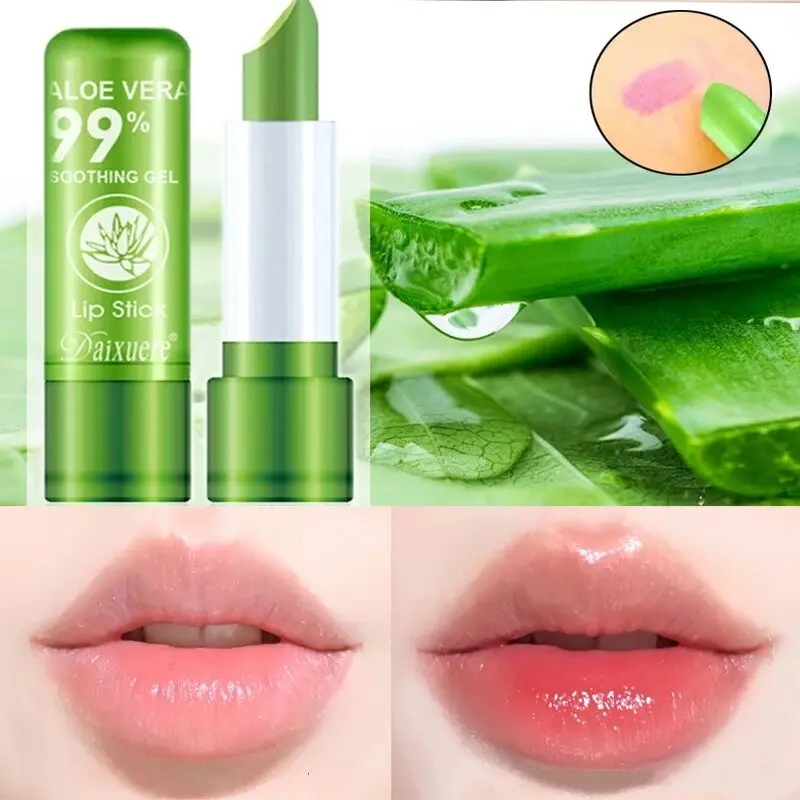 Son Môi Đổi Màu Nha Đam Mùa Hè, 1pc, Không Phai, Dưỡng Ẩm, Lâu Trôi, Son Dưỡng Môi, Son Bóng, Có Màu