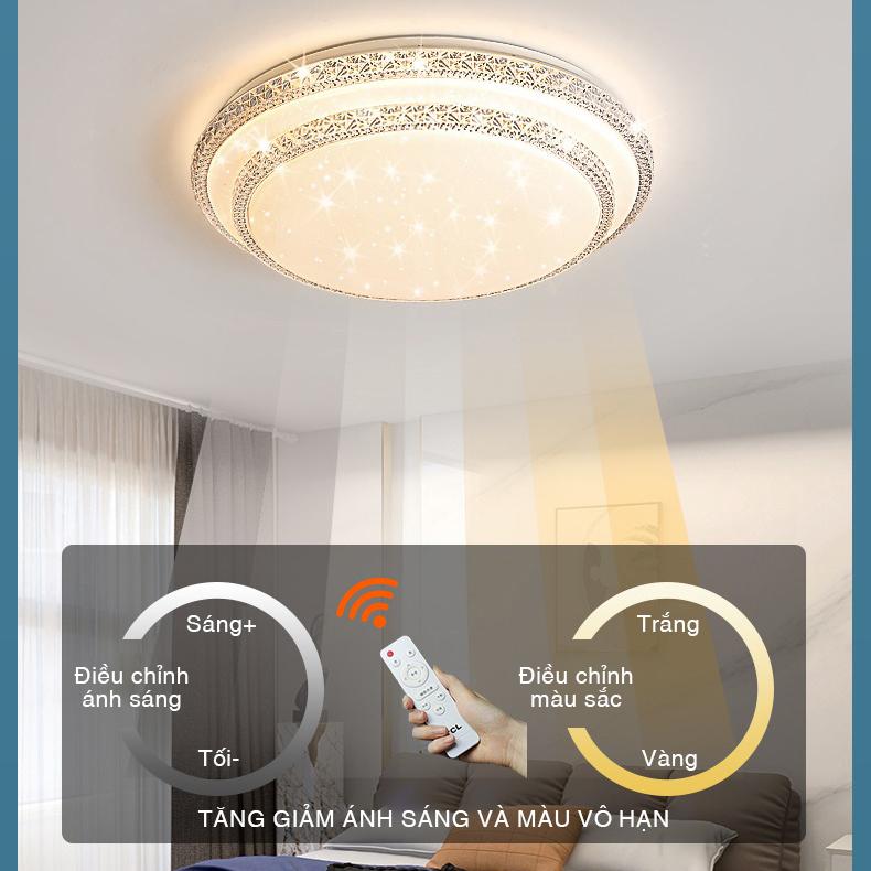 Đèn ốp trần LED/ phòng ngủ, phòng ăn/ 3 màu (trắng, vàng, trung tính)- phối màu vô hạn/kèm điều khiển từ xa (Bảo hành 12 tháng) 5