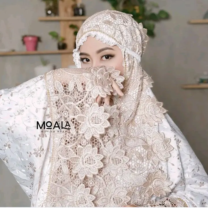 Mukenah Sutra Prada Mukena Dewasa Motif Bordir Mewah Bahan Adem Telekung Jumbo Jilbab Putih Premium Fashion Wanita Alat Sholat Terbaru Terlaris 2023 2024 Bunga 4