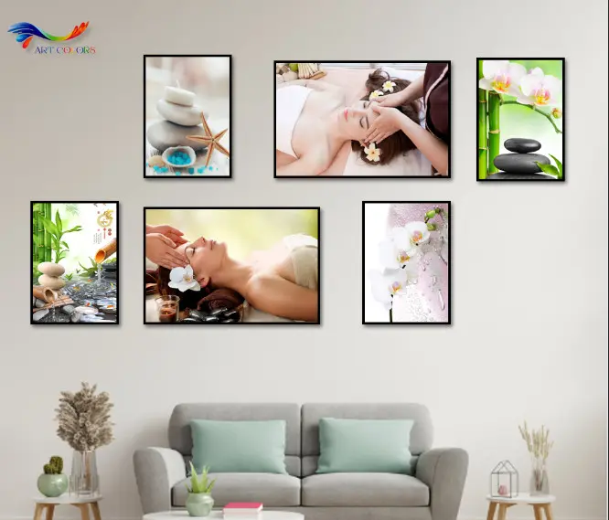 Tranh gỗ dán tường- Set 6 tấm- Tranh Spa