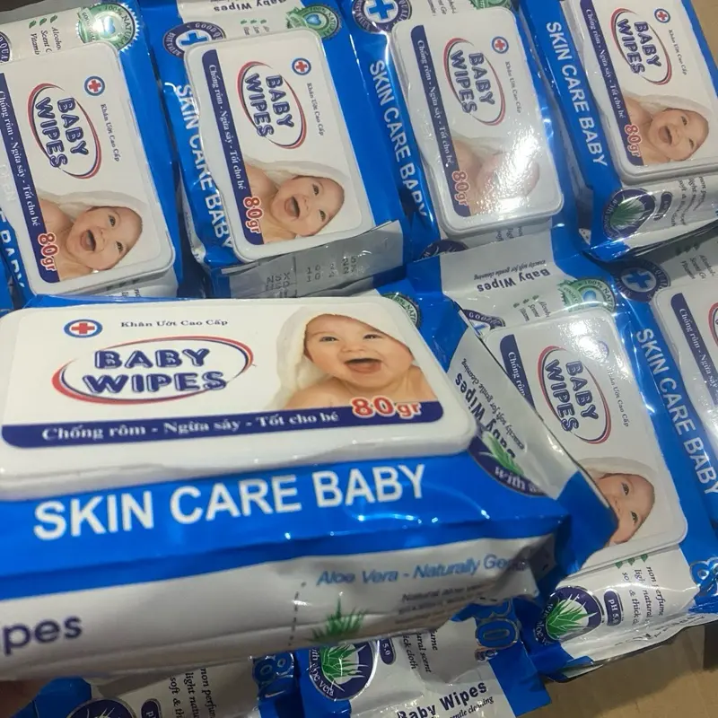 Sỉ combo 10 gói khăn ướt không mùi baby wipes 80g, an toàn cho bé.(date:2027) Voi 4