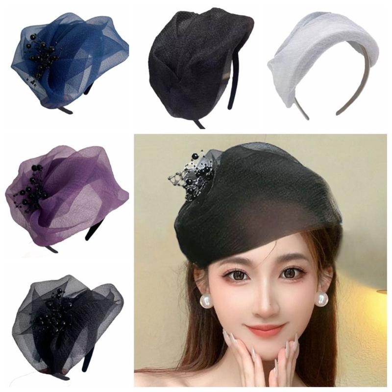 Băng Đô Nửa Mũ, Dệt Kim Hạt, Phong Cách Cổ Điển, Vòng Tóc Lưới Nhựa, cài tóc, Băng Đô Hình Mũ Phong Cách Pháp, Dành Cho Nữ Women Thun 0