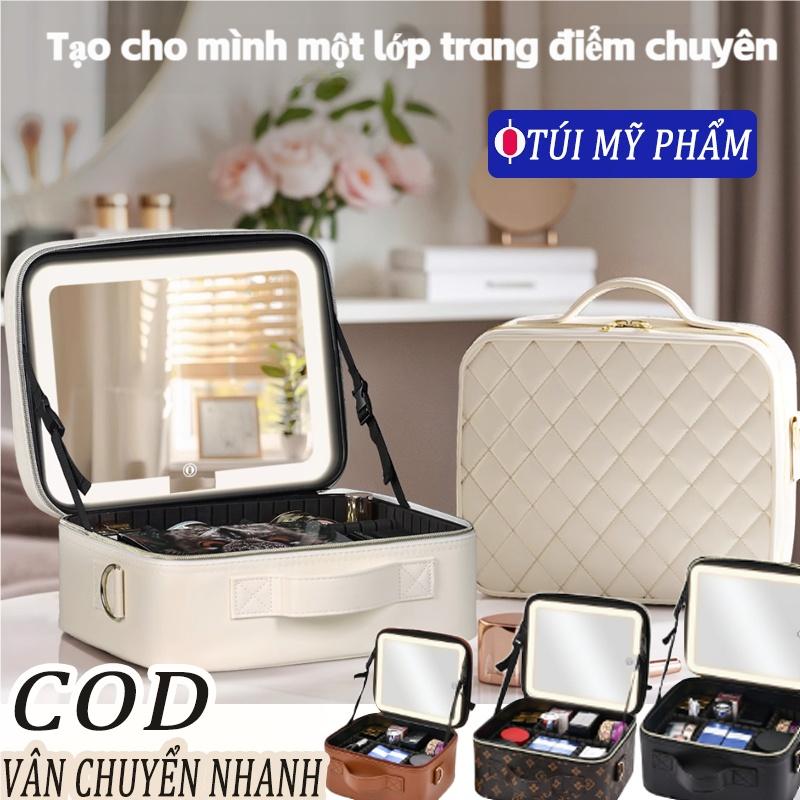 Cốp makeup cốp đựng mỹ phẩm có gương 26*23*11cm túi đựng mỹ phẩm led túi đựng đồ makeup