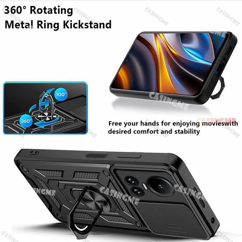 Ốp Giáp Chống Sốc, Dành Cho Oppo Reno10 5G Và 10pro 2023, Ốp Điện Thoại Di Động Có Giá Đỡ Vòng Nam Châm Cho Xe Hơi, Giá Đỡ Kéo Đẩy, Bảo Vệ Camera Ốp Lưng Điện Thoại Di Động, Thích Hợp Cho Camera Back Bay, Oppo Reno10pro + 5G 6