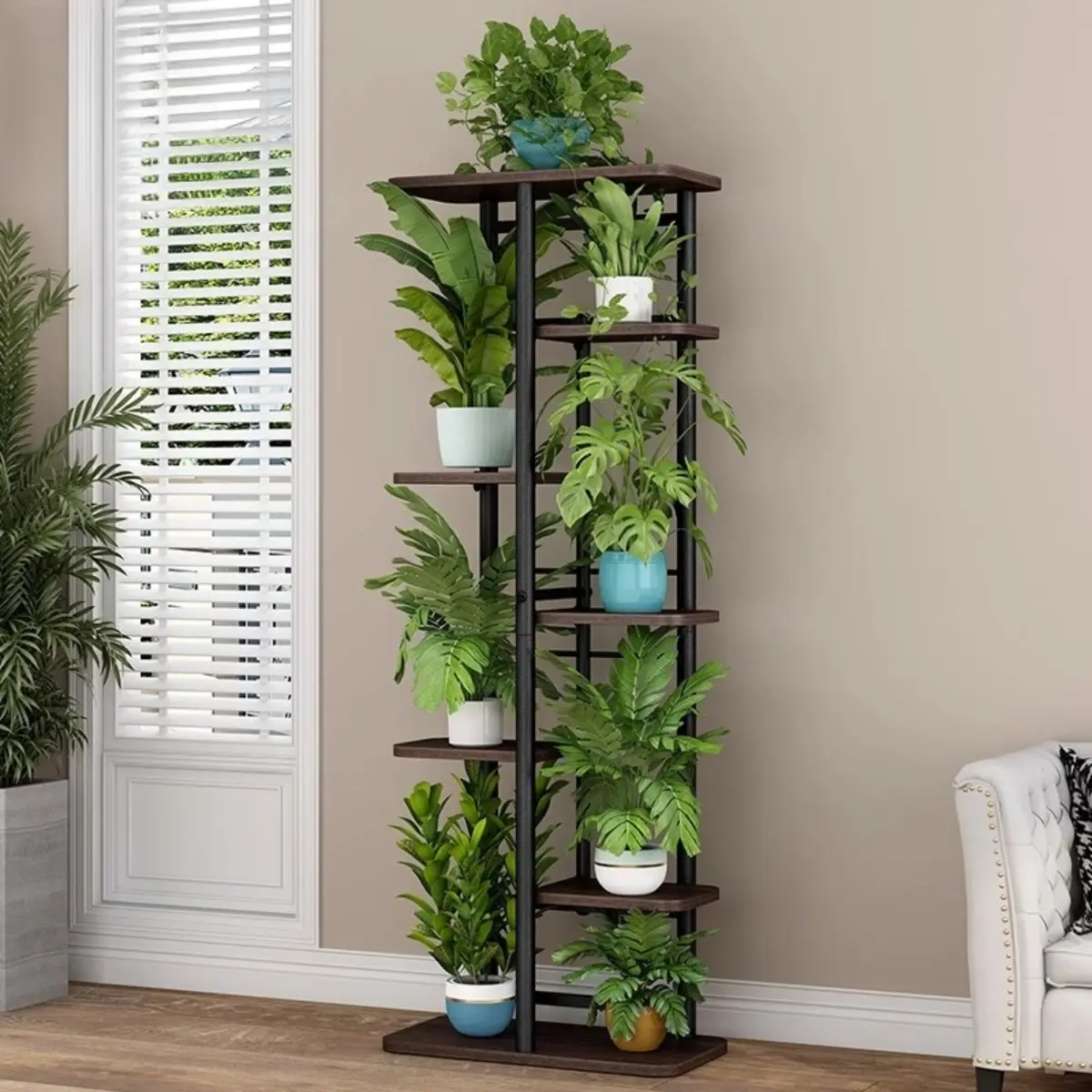 Iron Plant rack wooden pallet flower stand indoor outdoor flower stand