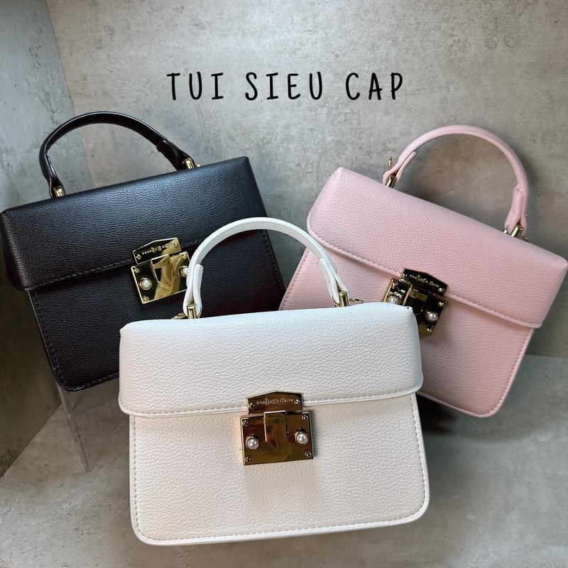 Túi Xách Dáng Cốp Vuông Cnk Nữ Size 20 có dây da đeo chéo