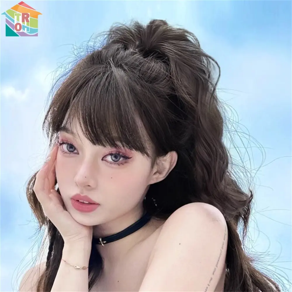 [Ready Stock] Wigs Ready Stock Female Wig Natural Fluffy High Horsetail Long Hair Extension Big Wave Hair Accessories