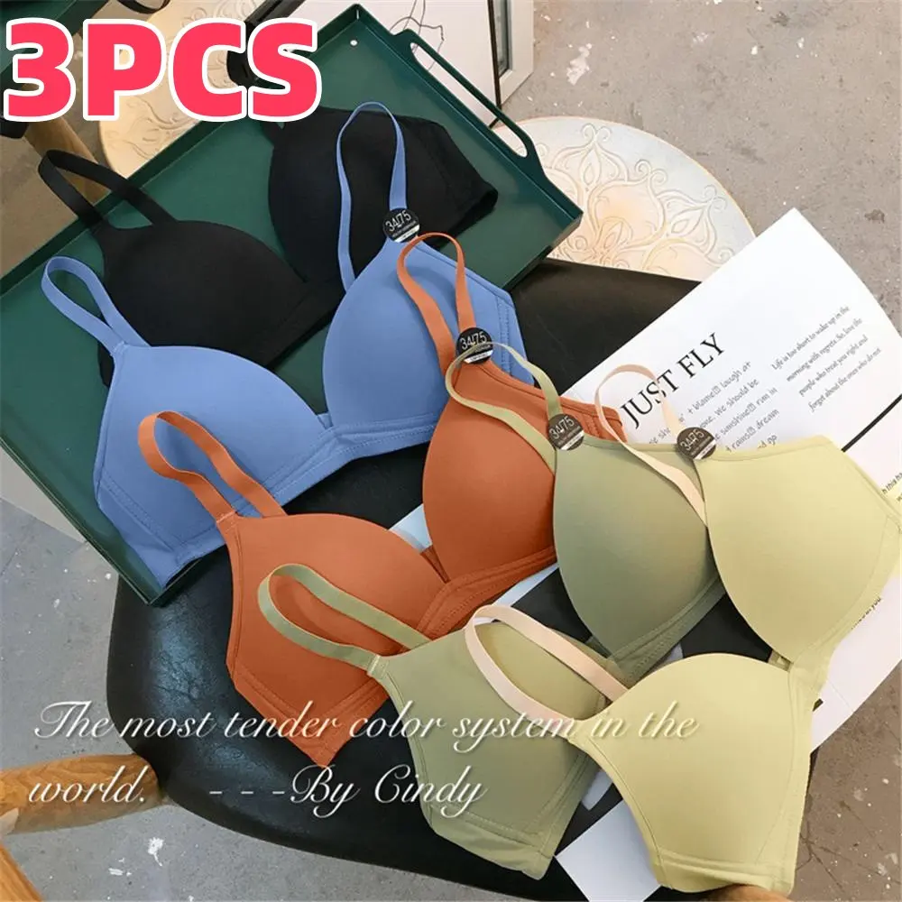 GB 3PCS Push-up Bra Seamless Breathable Comfortable Soft Skin-friendly Bra Anti-sagging Underwear