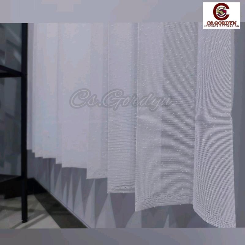 Gorden Vitrase Polos motif salju untuk puring vitrase Jendela Pintu warna Putih dan Kuning Curtain 3