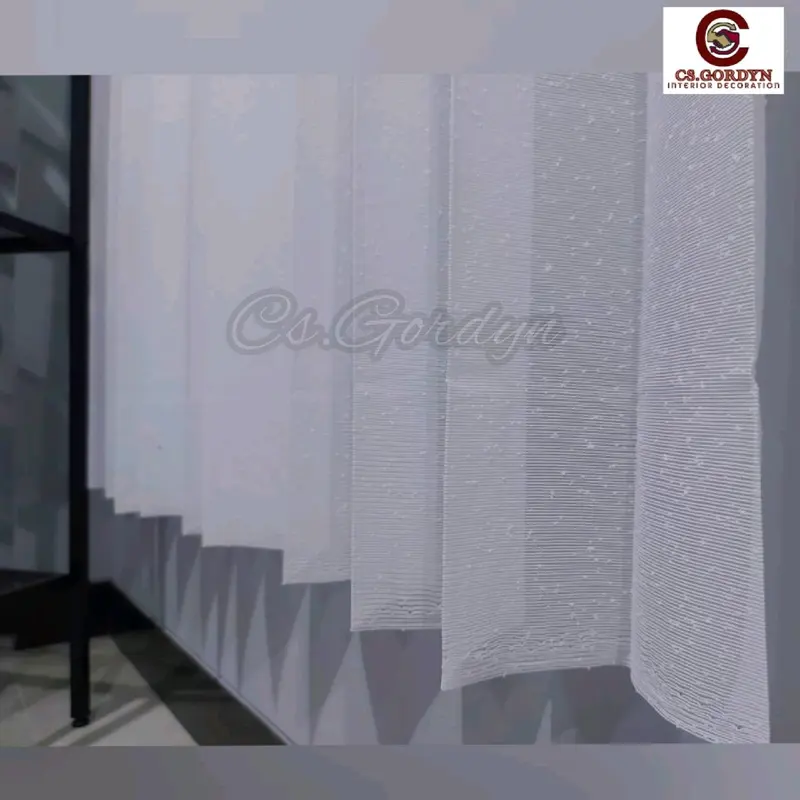 Gorden Vitrase Polos motif salju untuk puring vitrase Jendela Pintu warna Putih dan Kuning Curtain 3